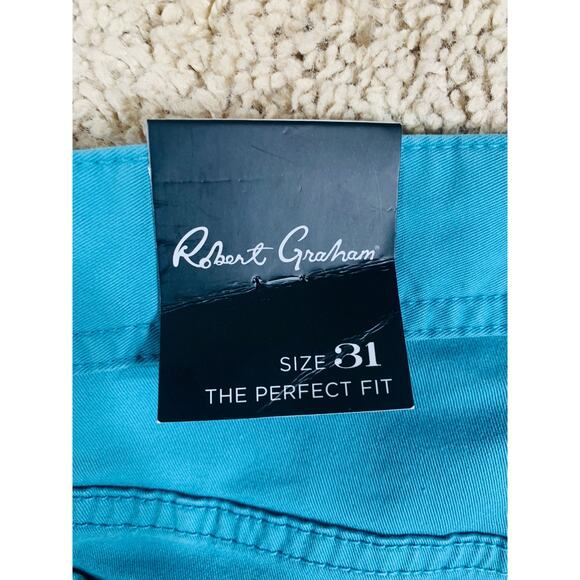 NEW - Robert Graham Women’s “The Perfect Fit” SEATON style TEAL Size 31 pants - Picture 8 of 9